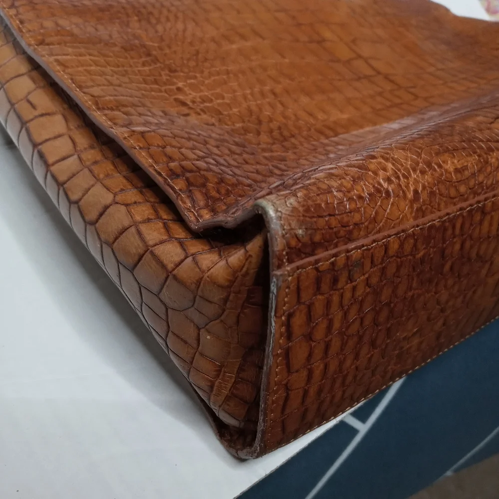 Cole Haan Croc Leather Embossed Handbag - Picture 7 of 8